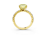 Yellow gold Fancy Yellow Asscher Cut Diamond Solitaire with Side Stones, Pave Band, Four-Prong Setting_61