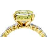 Yellow gold Fancy Yellow Asscher Cut Diamond Solitaire with Side Stones, Pave Band, Four-Prong Setting_62