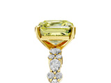 Yellow gold Fancy Yellow Asscher Cut Diamond Solitaire with Side Stones, Pave Band, Four-Prong Setting_63