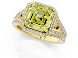Yellow gold Fancy Yellow Asscher Cut Diamond Split Shank Halo Ring with Four-Prong Setting_35
