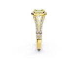 Yellow gold Fancy Yellow Asscher Cut Diamond Split Shank Halo Ring with Four-Prong Setting_36