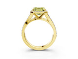 Yellow gold Fancy Yellow Asscher Cut Diamond Split Shank Halo Ring with Four-Prong Setting_37