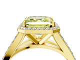 Yellow gold Fancy Yellow Asscher Cut Diamond Split Shank Halo Ring with Four-Prong Setting_38