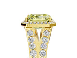 Yellow gold Fancy Yellow Asscher Cut Diamond Split Shank Halo Ring with Four-Prong Setting_39