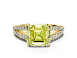 Yellow gold Fancy Yellow Asscher Cut Diamond Split Shank Pavé Engagement Ring with Four-Prong Setting_17