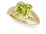 Yellow gold Fancy Yellow Asscher Cut Diamond Split Shank Pavé Engagement Ring with Four-Prong Setting_18