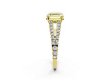 Yellow gold Fancy Yellow Asscher Cut Diamond Split Shank Pavé Engagement Ring with Four-Prong Setting_19