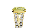 Yellow gold Fancy Yellow Asscher Cut Diamond Split Shank Pavé Engagement Ring with Four-Prong Setting_22