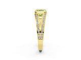 Yellow gold Fancy Yellow Asscher Cut Diamond Split Shank Ring with Pavé Band and Four-Prong Setting_36