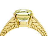 Yellow gold Fancy Yellow Asscher Cut Diamond Split Shank Ring with Pavé Band and Four-Prong Setting_38