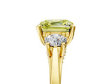 Yellow gold Fancy Yellow Asscher Cut Diamond Three-Stone Engagement Ring with Prong Setting and Pavé Band_5