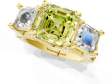 Yellow gold Fancy Yellow Asscher Cut Diamond Three-Stone Ring with Channel Set Band and Four-Prong Setting_75