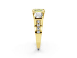 Yellow gold Fancy Yellow Asscher Cut Diamond Three-Stone Ring with Channel Set Band and Four-Prong Setting_76