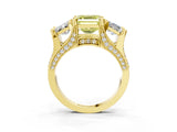 Yellow gold Fancy Yellow Asscher Cut Diamond Three-Stone Ring with Channel Set Band and Four-Prong Setting_77
