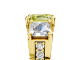 Yellow gold Fancy Yellow Asscher Cut Diamond Three-Stone Ring with Channel Set Band and Four-Prong Setting_79