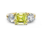 Yellow gold Fancy Yellow Asscher Cut Diamond Three-Stone Ring with Prong Setting and Classic Band_51