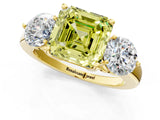 Yellow gold Fancy Yellow Asscher Cut Diamond Three-Stone Ring with Prong Setting and Classic Band_52