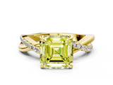 Yellow gold Fancy Yellow Asscher  Cut Diamond Twist Band Solitaire with Prong Setting_17