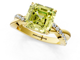 Yellow gold Fancy Yellow Asscher  Cut Diamond Twist Band Solitaire with Prong Setting_18
