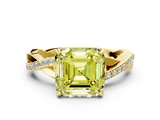 Yellow gold Fancy Yellow Asscher  Cut Diamond Twisted Band Engagement Ring with Prong Setting_3