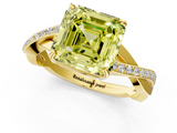 Yellow gold Fancy Yellow Asscher  Cut Diamond Twisted Band Engagement Ring with Prong Setting_4