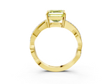 Yellow gold Fancy Yellow Asscher  Cut Diamond Twisted Band Engagement Ring with Prong Setting_6