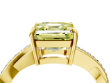 Yellow gold Fancy Yellow Asscher  Cut Diamond Twisted Band Engagement Ring with Prong Setting_7