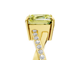 Yellow gold Fancy Yellow Asscher  Cut Diamond Twisted Band Engagement Ring with Prong Setting_8
