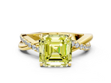 Yellow gold Fancy Yellow Asscher  Cut Diamond Twisted Band with Pavé Setting and Four-Prong Setting_17