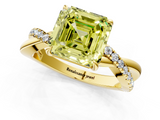 Yellow gold Fancy Yellow Asscher  Cut Diamond Twisted Band with Pavé Setting and Four-Prong Setting_18