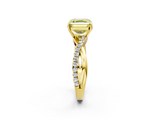 Yellow gold Fancy Yellow Asscher  Cut Diamond Twisted Band with Pavé Setting and Four-Prong Setting_19