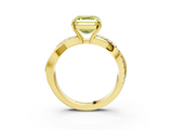 Yellow gold Fancy Yellow Asscher  Cut Diamond Twisted Band with Pavé Setting and Four-Prong Setting_20
