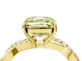 Yellow gold Fancy Yellow Asscher  Cut Diamond Twisted Band with Pavé Setting and Four-Prong Setting_21