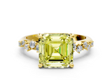Yellow gold Fancy Yellow Asscher  Cut Diamond Vine Band with Four-Prong Setting