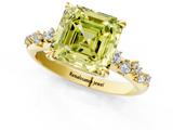 Yellow gold Fancy Yellow Asscher  Cut Diamond Vine Band with Four-Prong Setting_1