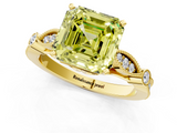 Yellow gold Fancy Yellow Asscher  Cut Diamond with Milgrain Marquise and Bezel Accents on a Solitaire Band with Prong Setting_18