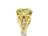 Yellow gold Fancy Yellow Asscher  Cut Diamond with Milgrain Marquise and Bezel Accents on a Solitaire Band with Prong Setting_22