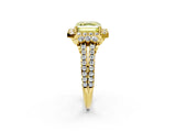 Yellow gold Fancy Yellow Asscher  Cut Double Halo Diamond Engagement Ring with Pave Band and Four-Prong Setting_27