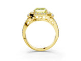 Yellow gold Fancy Yellow Asscher  Cut Double Halo Diamond Engagement Ring with Pave Band and Four-Prong Setting_28