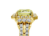 Yellow gold Fancy Yellow Asscher  Cut Double Halo Diamond Engagement Ring with Pave Band and Four-Prong Setting_30