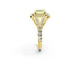 Yellow gold Fancy Yellow Asscher  Cut Double Halo Split Shank Diamond Ring with Prong Setting_65