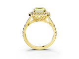 Yellow gold Fancy Yellow Asscher  Cut Double Halo Split Shank Diamond Ring with Prong Setting_66
