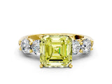 Yellow gold Fancy Yellow Asscher  Cut Five-Stone Prong Set Diamond Ring with Classic Band_29