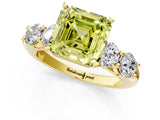Yellow gold Fancy Yellow Asscher  Cut Five-Stone Prong Set Diamond Ring with Classic Band_30