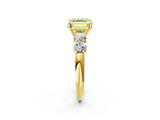 Yellow gold Fancy Yellow Asscher  Cut Five-Stone Prong Set Diamond Ring with Classic Band_31