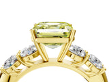 Yellow gold Fancy Yellow Asscher  Cut Five-Stone Prong Set Diamond Ring with Classic Band_33