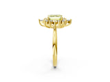 Yellow gold Fancy Yellow Asscher Cut Halo Diamond Cluster Ring with Marquise and Round Stones on a White Gold Band with Prong Setting_2