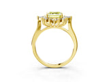 Yellow gold Fancy Yellow Asscher Cut Halo Diamond Cluster Ring with Marquise and Round Stones on a White Gold Band with Prong Setting_3