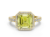 Yellow gold Fancy Yellow Asscher  Cut Halo Diamond Engagement Ring with Pave Band and Four-Prong Setting_18