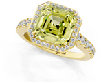 Yellow gold Fancy Yellow Asscher  Cut Halo Diamond Engagement Ring with Pave Band and Four-Prong Setting_19
